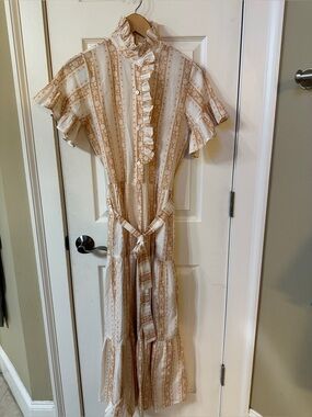 Mille Resort Travel VICTORIA MAXI DRESS - Tan/Cream JAIPUR STRIPE